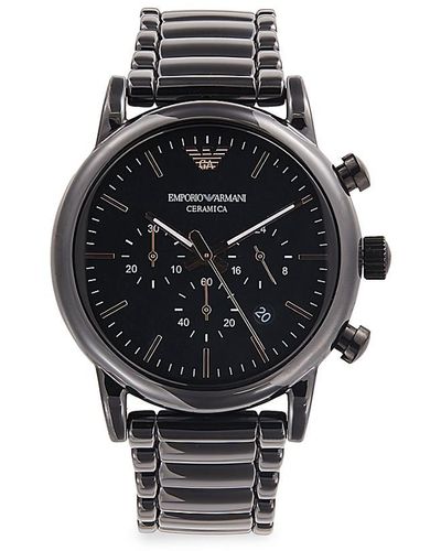 Emporio Armani Black Stainless Steel Chronograph Bracelet Watch
