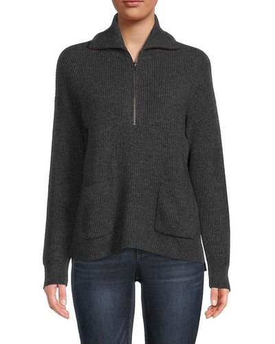 Madewell Glenbrook Merino Wool Blend Half Zip Sweater - Black