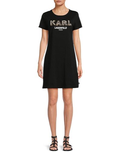 Karl Lagerfeld Embellished T-Shirt Dress - Black