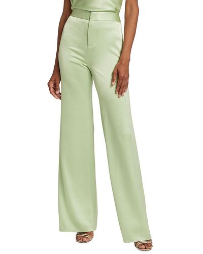 Alice + Olivia Deanna Flared Satin Pants - Green