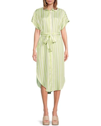 Saks Fifth Avenue Striped Belted Midi Dress - Pink