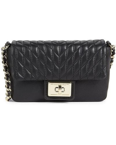 Karl Lagerfeld Mini Agyness Quilted Leather Crossbody Bag - Black