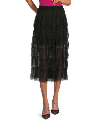 DKNY Tiered Midi Skirt - Black