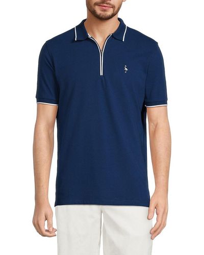 Tailorbyrd Tipped Performance Zip Polo - Blue