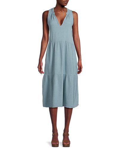 Nation Ltd Nadie Crinkle Flounce Midi Dress - Blue