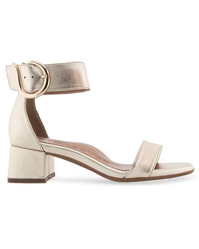 Aerosoles Eliza Metallic Leather Ankle Strap Sandals - White