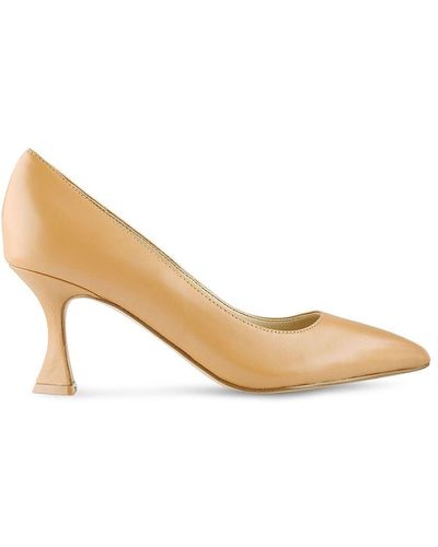 Nine West Workin Leather Pointy Toe Pumps - Natural