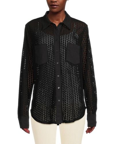 Solid & Striped 'Lace Button Down Shirt - Black