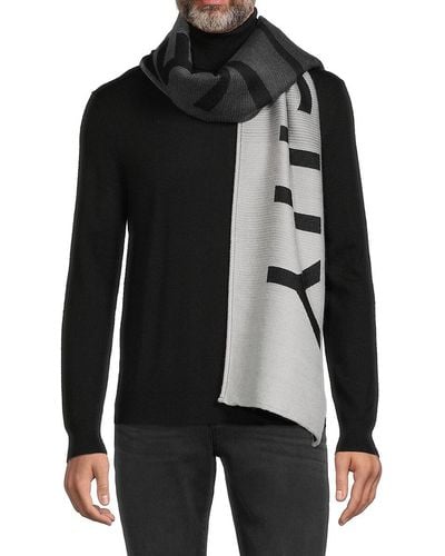 Givenchy Logo Reversible Wool Blend Scarf - Black