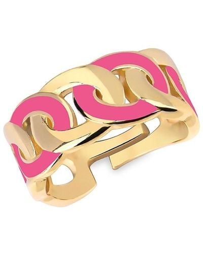 Gabi Rielle 14K Vermeil & Enamel Weaver Adjustable Ring - Pink