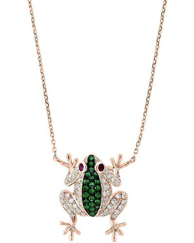 Effy 14K Rose & Multi Stone Frog Pendant Necklace - White