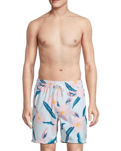 Sovereign Code 'Floral-Print Swim Shorts - Blue
