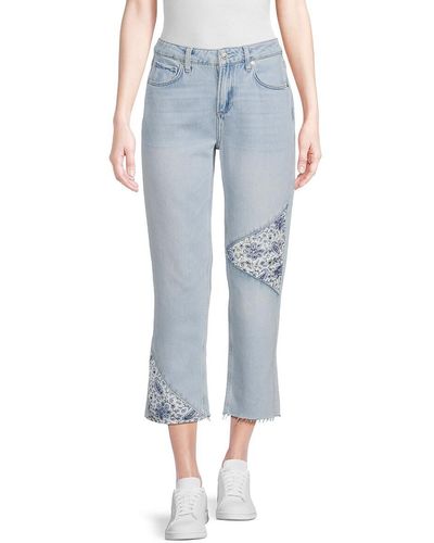 PAIGE Noella Patchwork Cropped Jeans - Blue