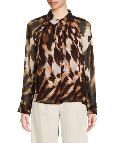 Calvin Klein Abstract Button Down Shirt - Brown