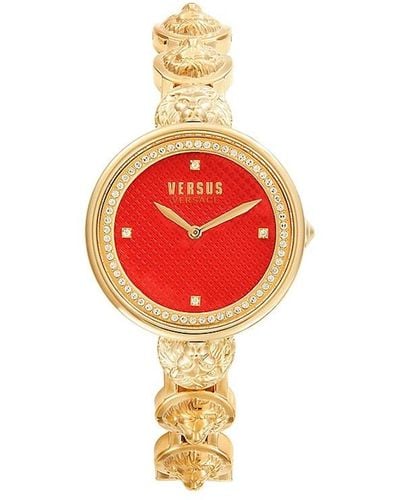 Versus 34Mm Goldtone Stainless Steel & Crystal Bracelet Watch - Red
