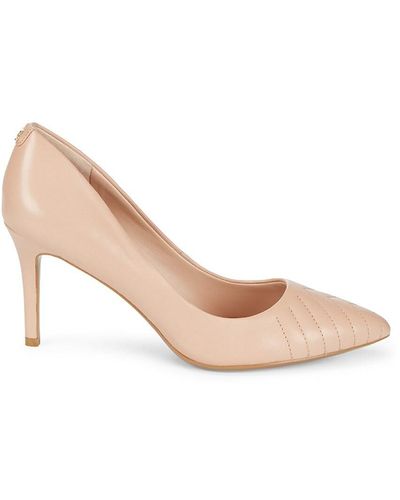 Karl Lagerfeld Roulle Textured Leather Pumps - Pink