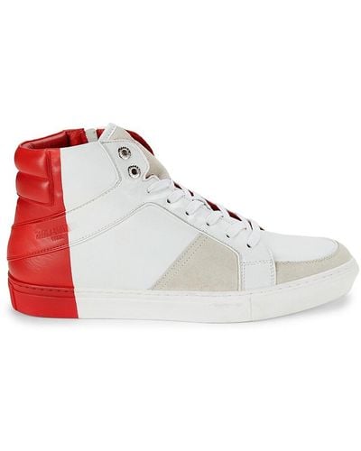Zadig & Voltaire Colorblock Leather & Suede Trainers - White