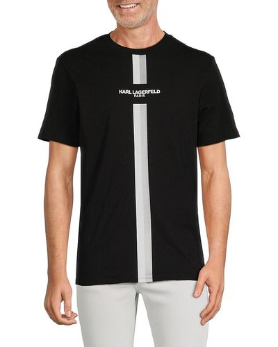 Karl Lagerfeld Racing Stripe Logo T Shirt - Black
