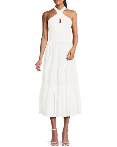 Central Park West Tiered Midi Dress - White