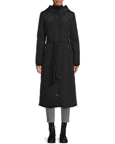 St. John Dkny Belted Quilted Coat - Black