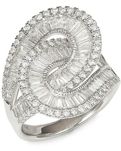 Effy 14k White Gold & Diamond Infinity Loop Ring/size 7