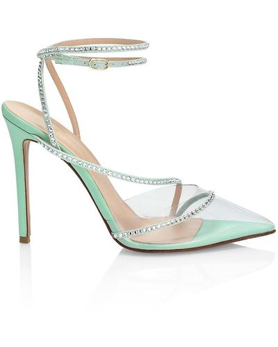 Andrea Wazen Dassy Sunset Leather & Crystal Court Shoes - White