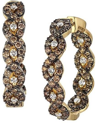 Le Vian 14k Honey Goldtm Vanilla Diamonds® & Diamonds® Chocolatier® Hoop Earrings - Brown