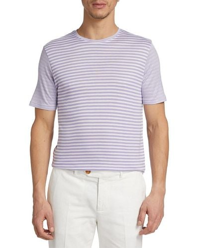 Saks Fifth Avenue Collection Stripe Slim Fit T Shirt - White