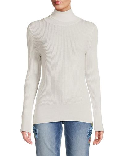 Saks Fifth Avenue Saks Fifth Avenue Merino Wool Blend Turtleneck Sweater - Natural