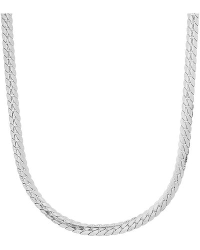 Anthony Jacobs Stainless Steel Cuban Flat Chain-link Necklace/24 - Natural