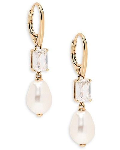 Adriana Orsini Bianca 18K Goldplated, Cubic Zirconia & Simulated Pearl Drop Earrings - White
