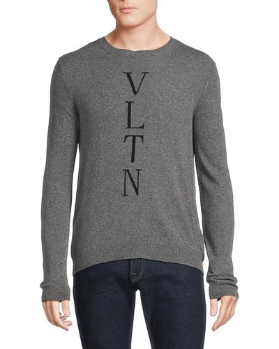 Valentino Logo Wool Blend Sweater - Grey