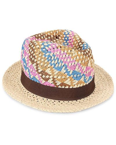 La Fiorentina Woven Straw Fedora Hat - White