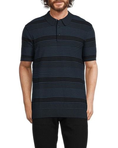 Scotch & Soda Striped Knit Polo - Blue