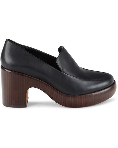 Vince Narissa Leather Heeled Loafers - Black