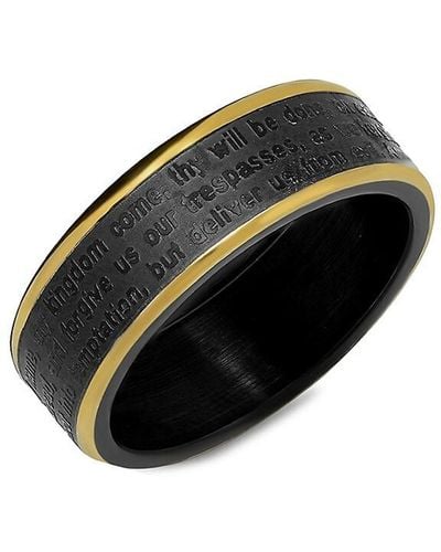 Anthony Jacobs 18K Goldplated Stainless Steel Lord'S Prayer Ring - Black