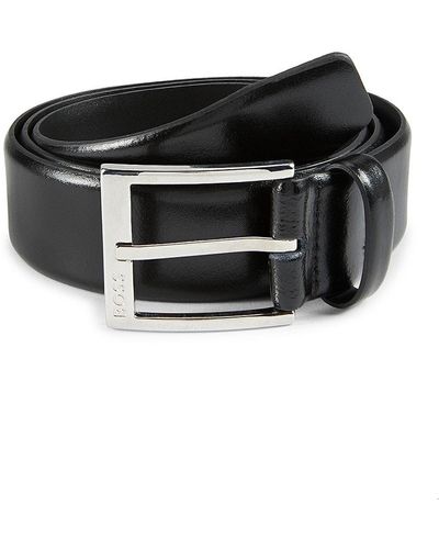 BOSS Elloy Logo Leather Belt - Black