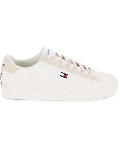 Tommy Hilfiger Faux Leather Low Top Trainers - White
