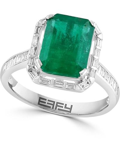 Effy 14k Yellow Gold, Emerald & Diamond Cocktail Ring - Green