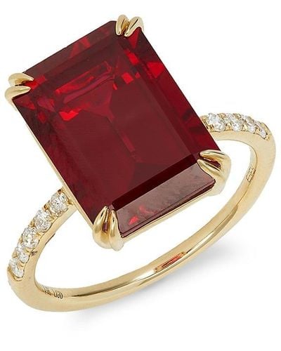 Effy 14k Yellow Gold, Lab Grown Ruby & Lab Grown Diamond Ring - Red