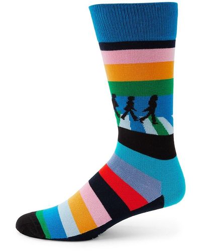 Happy Socks The Beatles Legend Crossing Crew Socks - Blue