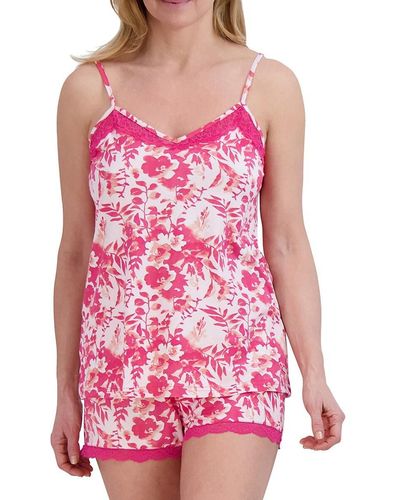 Tahari 2-piece Floral Cami Top & Shorts Pajama Set - Pink