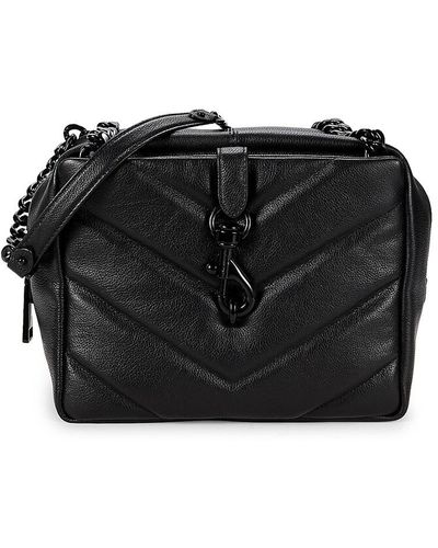 Rebecca Minkoff Maxi Edie Quilted Leather Top Handle Bag - Black