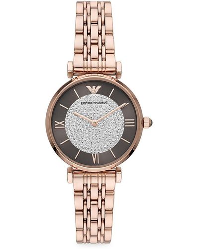 Emporio Armani Two-hand Rose Gold Stainless Steel Watch - Metallic