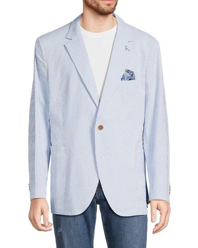 Tailorbyrd Striped Seersucker Sportcoat - Blue