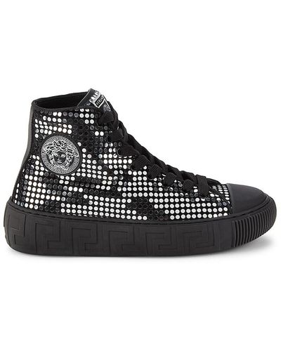 Versace Studded High Top Trainers - Black