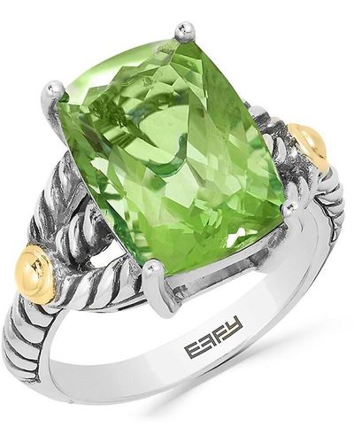 Effy ENY Sterling Silver, 18k Gold & Amethyst Ring - Green