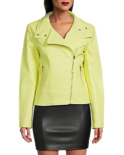 Susana Monaco 'Faux Leather Moto Jacket - Yellow
