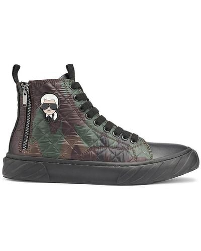 Karl Lagerfeld Quilted Camo High Top Sneakers - Black