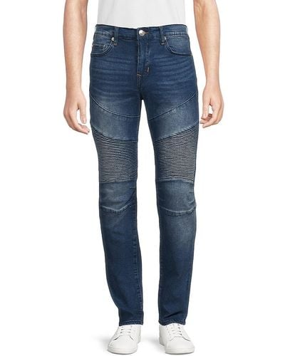 True Religion Rocco Moto Relaxed Skinny Jeans - Blue